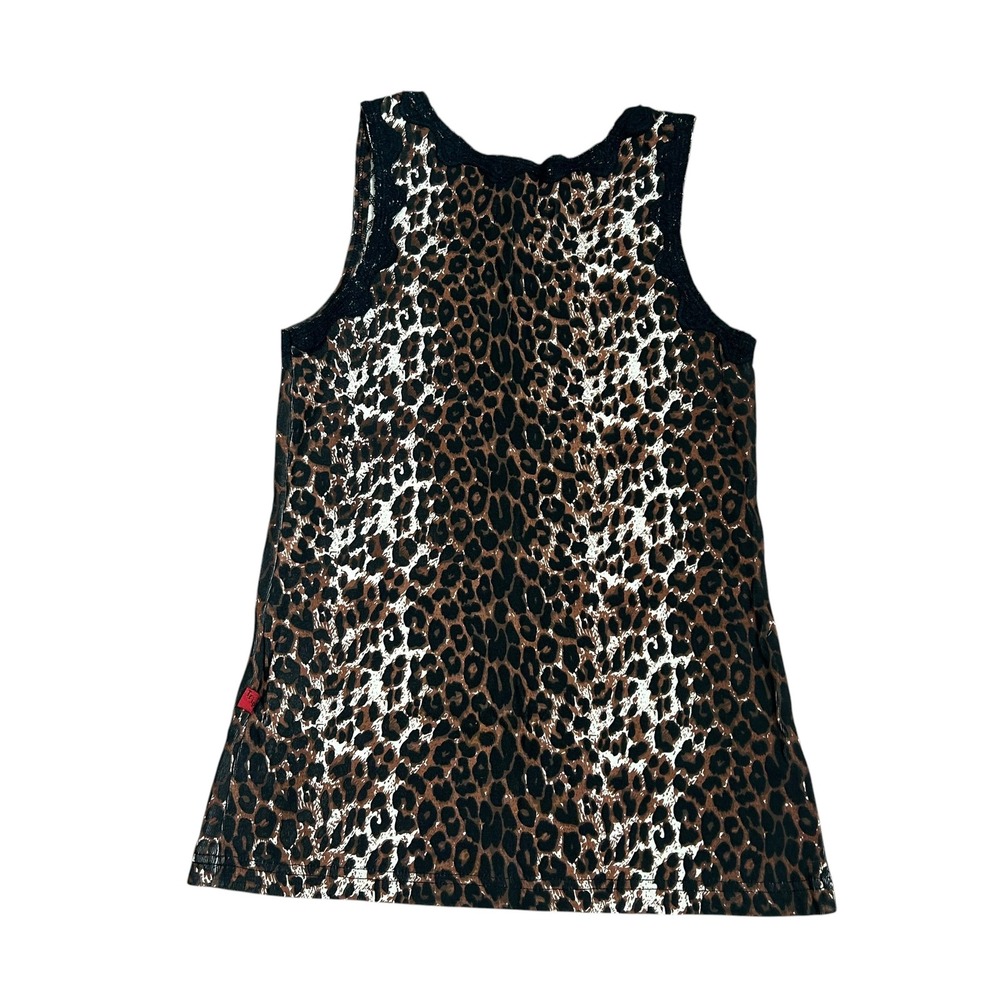 Tripp NYC Leopard Print Tank Top Lace Trim Large Grunge Rock Punk Rave Cyber 90s - Picture 2 of 6